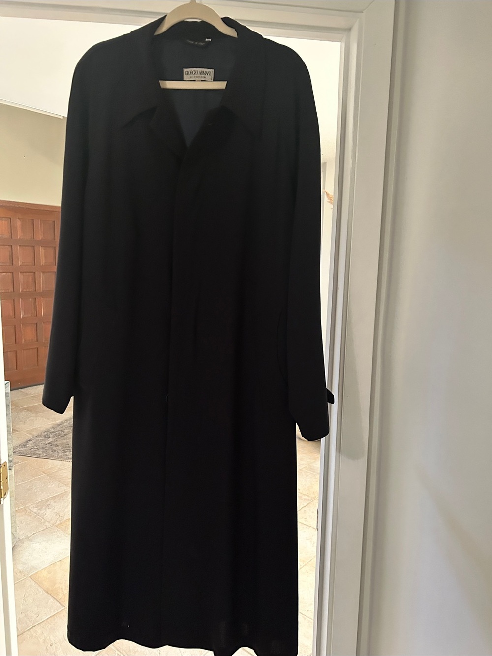 Men’s Giorgio Armani Black Long Trench Coat